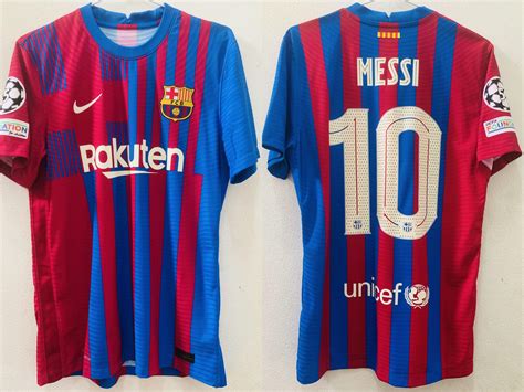 21/22 Barcelona UCL Home Authentic Kit Messi # 10 , Men's Fashion ...