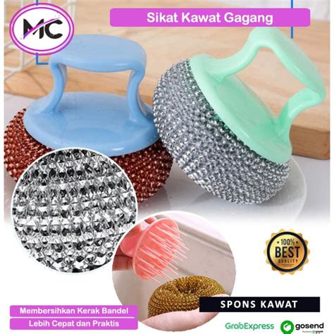 Jual Spons Kawat Cuci Piring Anti Karat Panci SIkat Sabut Dengan Gagang