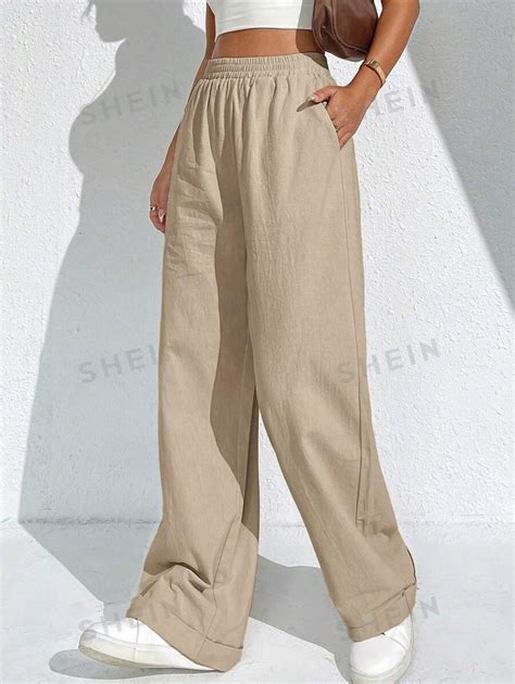 Shein Ezwear Pantalones Con Bolsillo Oblicuo Moda De Mujer Shein México