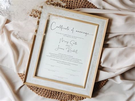 Elegant Calligraphy Marriage Certificate Template Wedding - Etsy