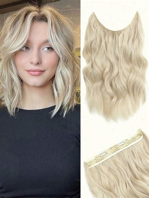 12inch Hair Extension Wavy Clip In Hair Extensions Invisible Wire Bleach Blonde Synthetic Hair