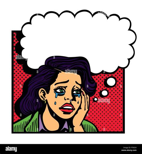 Pop Art Vintage Comic Book Style Vector Illustration Of Sad Broken