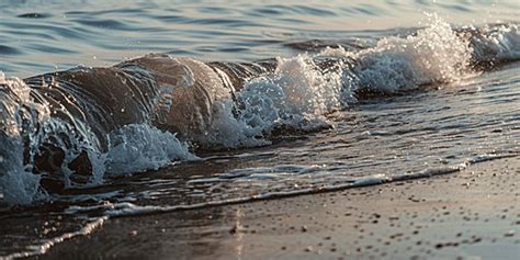 beautiful ocean waves crashing   beach showcasing force  nature