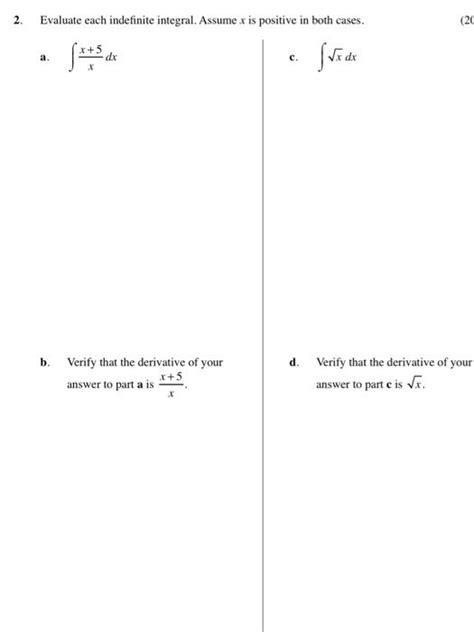 Solved Evaluate Each Indefinite Integral Assume X Is Chegg