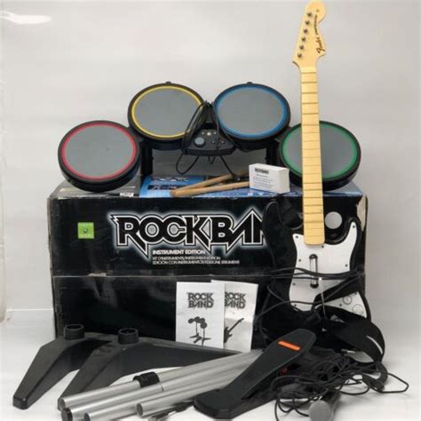 Xbox 360 Rock Band Instrument Edition W Guitar Drums Microphone Box Harmonix Cp Ebay