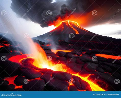 Eruption of Volcano Lava Flow in Lava Flow, AI Generated Stock Image ...