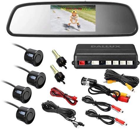 Rearview Mirror Monitor Video Parking Sensor Kit Car Reverse Backup