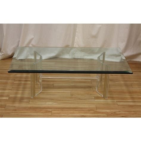 Gold Accented Glass & Lucite Coffee Table | Chairish