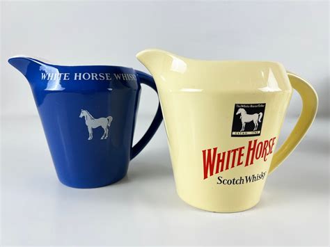 White Horse Whisky Scotch Whisky Ceramic Pitchers Nice Vintage Water