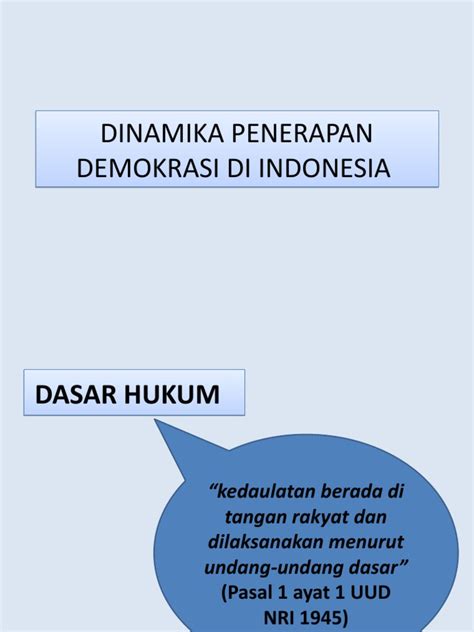 Dinamika Penerapan Demokrasi Di Indonesia Pdf