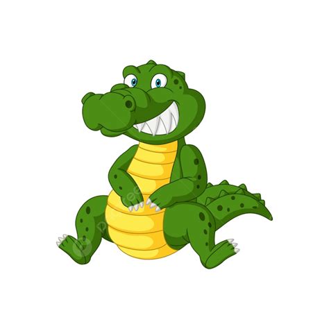 Bonito Desenho De Crocodilo Raiva Sentado PNG Jacaré Bebê Feliz