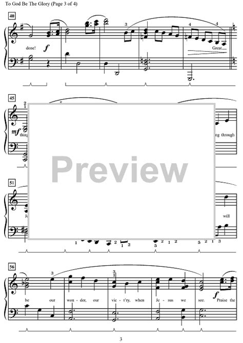 To God Be the Glory" Sheet Music for Piano - Sheet Music Now