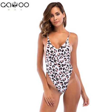 Buy 2018 Leopard Backless One Piece Swimsuit Women