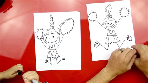 How To Draw A Cheerleader - Art For Kids Hub