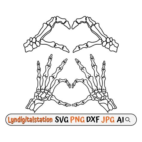 Bone Hand Sign Svg Skeleton Hands Heart Sign Clipart Love Sign Cut File