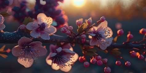 Premium Photo | Beautiful plum tree blossoms with sunlight