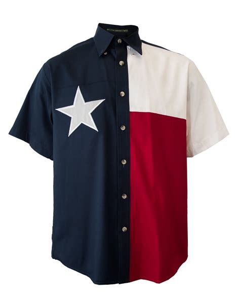 Tiger Hill Mens Texas Flag Twill Shirt Short Sleeves