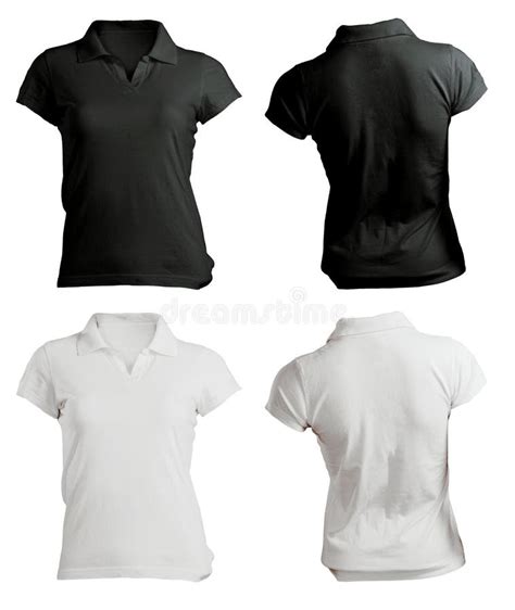 Women S Blank Black and White Polo Shirt Template Stock Image - Image ...