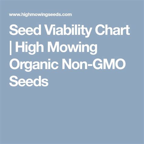 Seed Viability Chart High Mowing Organic Non Gmo Seeds Seeds Non Gmo Mowing