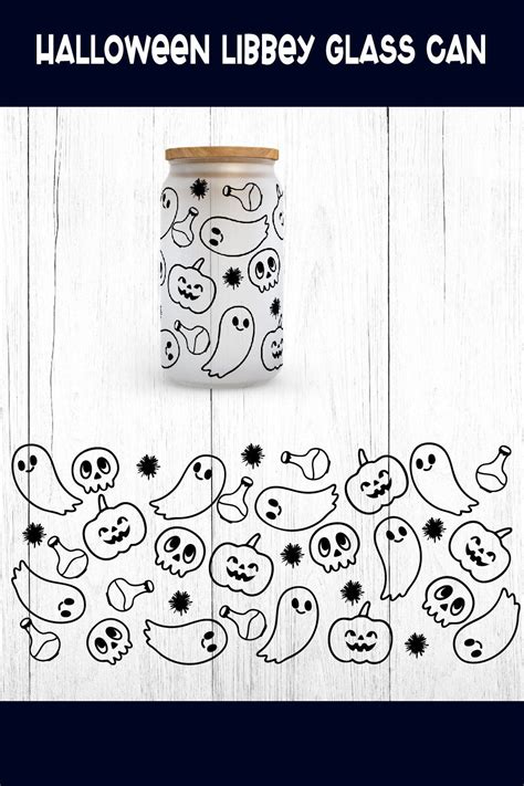 Halloween Libbey Glass Can Svg Ghost Glass Can Libbey