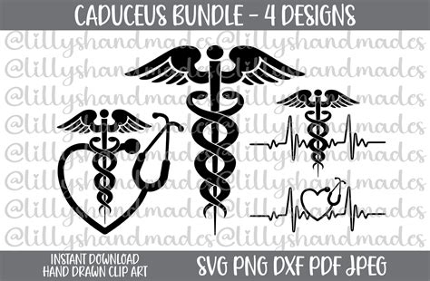 Caduceus Svg Caduceus Vector Caduceus Png Nurse Heartbeat Svg