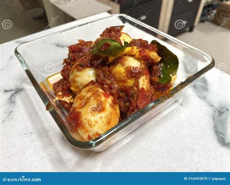 Telur Balado Eggs In Chili Sauce Stock Photo Image Of Meal Padang