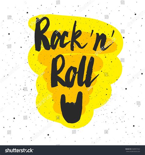 Rock N Roll Lettering Hand Drawn Stock Vector Royalty Free 568997422