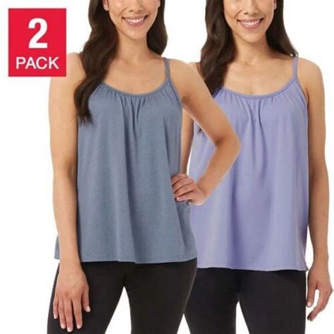 32 Degrees Tops Nwt 32 Degrees Womens 2 Pack Bra Top Cami Heather Bluepurple Size L 6 Yy08