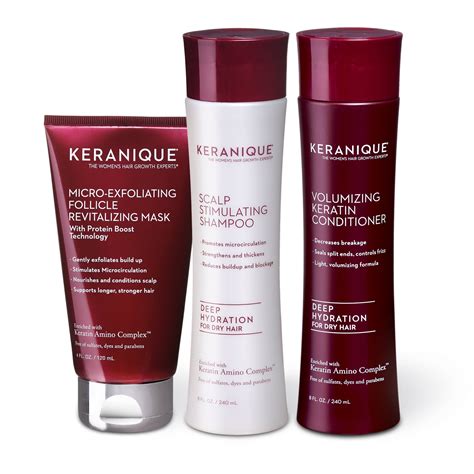 Keranique Shampoo And Conditioner For Dry Thinning Hair Plus Follicle Exfoliating Treatment