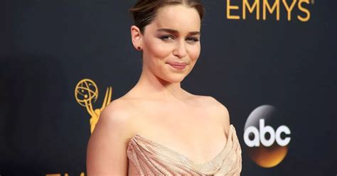 Game Of Thrones Star Emilia Clarke Looks Regal In Nude Versace Gown At