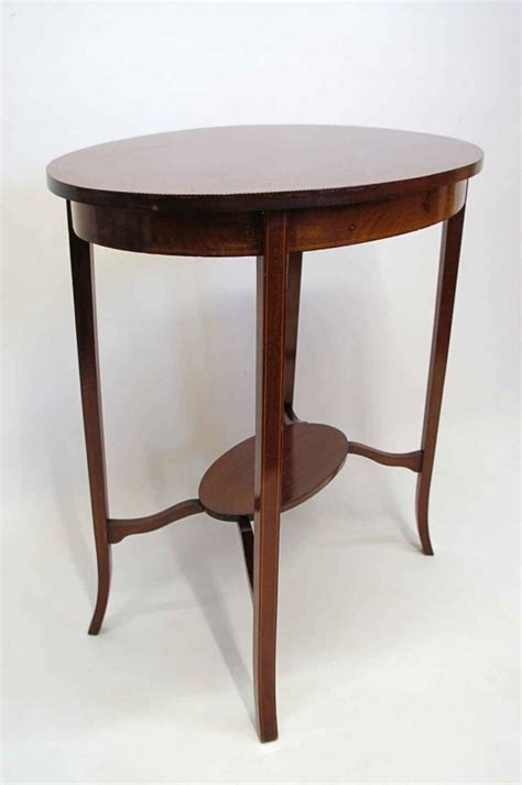 Antique Edwardian Inlaid Mahogany Tier Oval Occasional Table