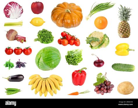 Collage De Frutas Y Verduras Frescas Aisladas Sobre Blanco Fotograf A