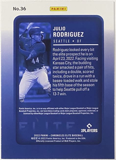 Julio Rodriguez 2022 Panini Chronicles Elite Baseball Seattle Mariners