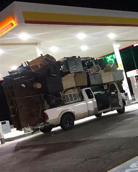 Massively Overpacked Pickup Truck Gag