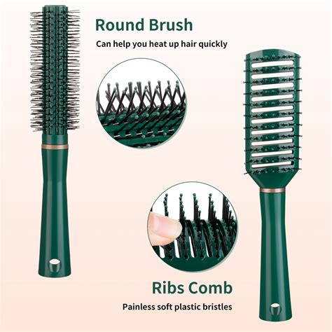 Abaima 5pc Hair Brush Comb Set Detangling Paddle Round Tail Comb Wet