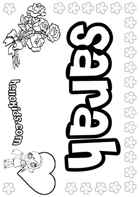 Name Sarah Names Coloring Posters Girls Name Coloring Pages Sarah