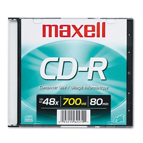 Maxell Cd R Disc 700mb80min 48x With Slim Jewel Case Silver