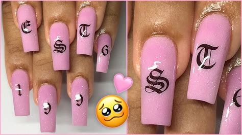 Old English Letter Nails Fast And Easy Step By Step Acrylic Nails