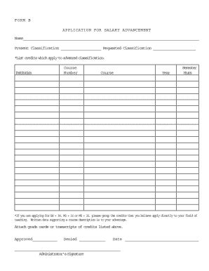 Fillable Online Form B Application For Salary Advancement Institution