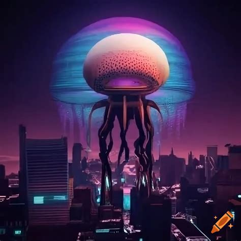 Massive Octopi Inspired Alien Hovering Over A Futuristic City On Craiyon