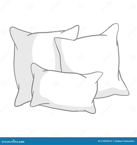 Sketch Vector Illustration Of Pillow Art Pillow Isolated White