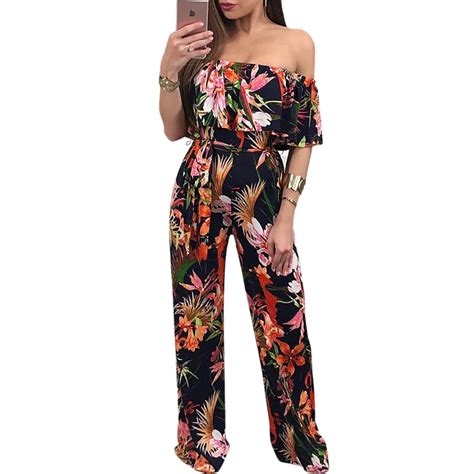 Buy Black Floral Print Jumpsuit Summer Style Women