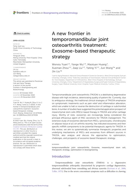 Pdf A New Frontier In Temporomandibular Joint Osteoarthritis