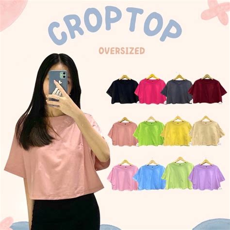 Jual Tebal Bloomania Kaos Polos Croptop Oversized Cotton Combed S