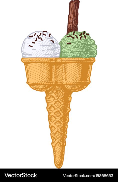 Double ice cream cone Royalty Free Vector Image