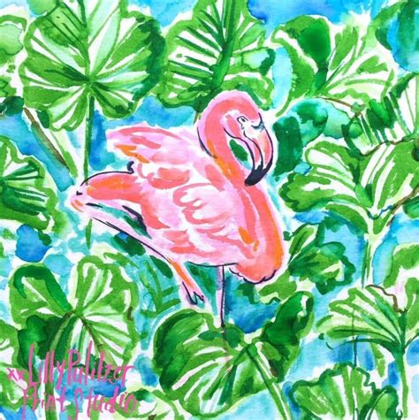 Lilly Pulitzer Print Studio Happy Art Flamingo Painting Lilly