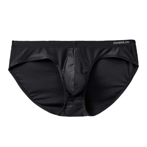 Zonbailon Mens Bulge Enhancing Underwear Briefs Sexy Ice Silk Big Ball Pouch Briefs For Male