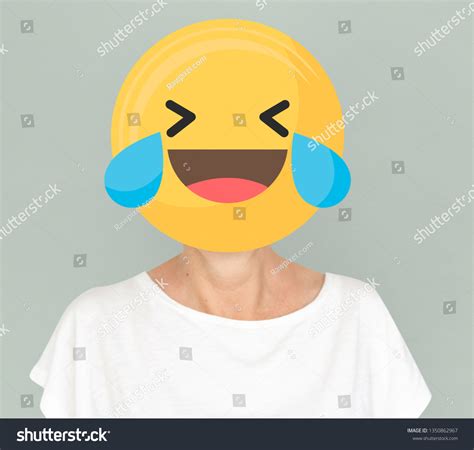 Laughing Face Emoji Portrait On Woman Stock Photo 1350862967 | Shutterstock