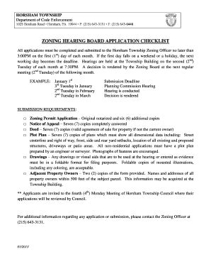 Fillable Online Zoning Hearing Board Application Checklist Fax Email