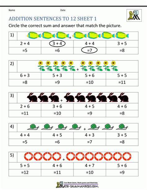 First Grade Math Worksheets Printable Packets